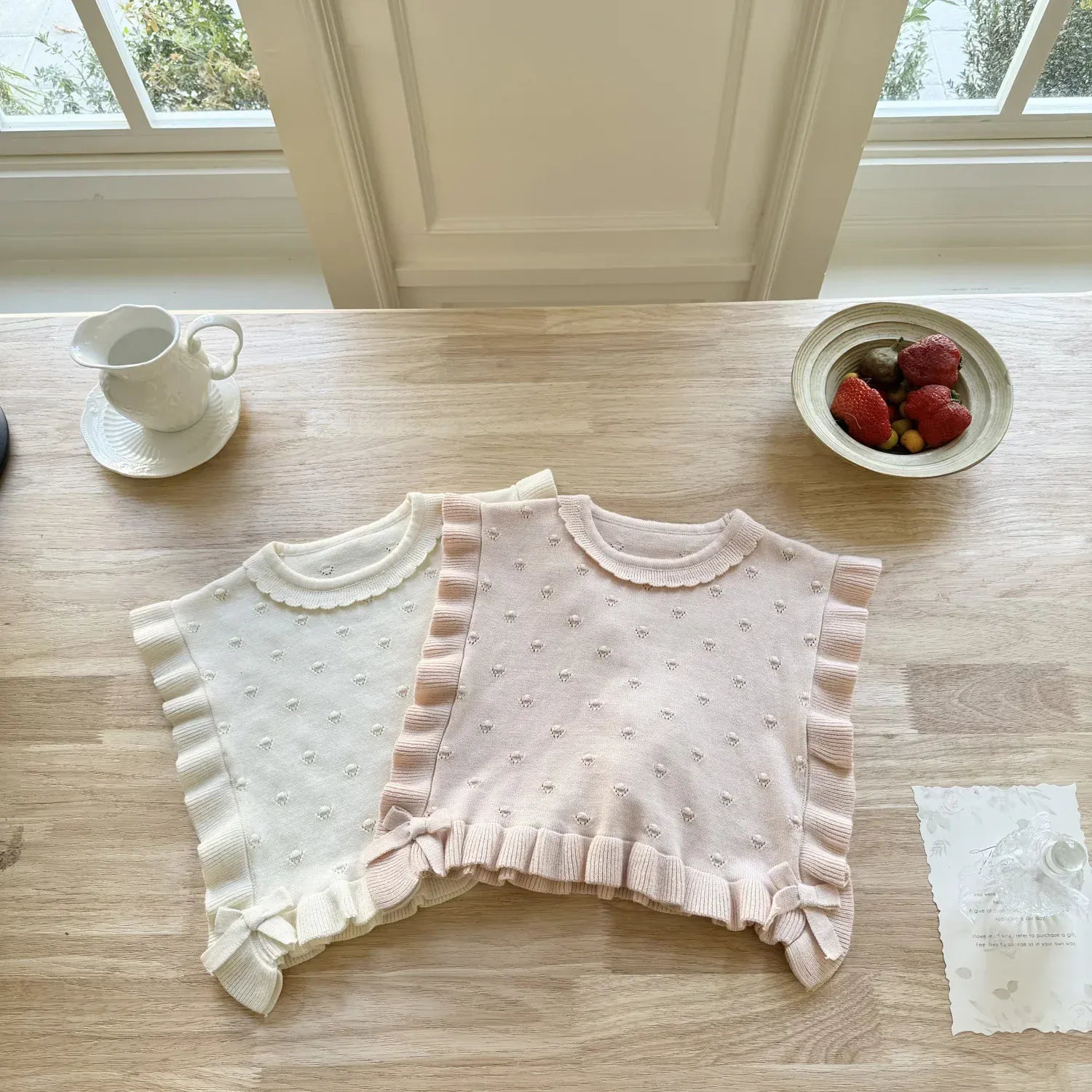 ベスト キッベスト フリルリボンニットショールビブベスト【mh0008930】