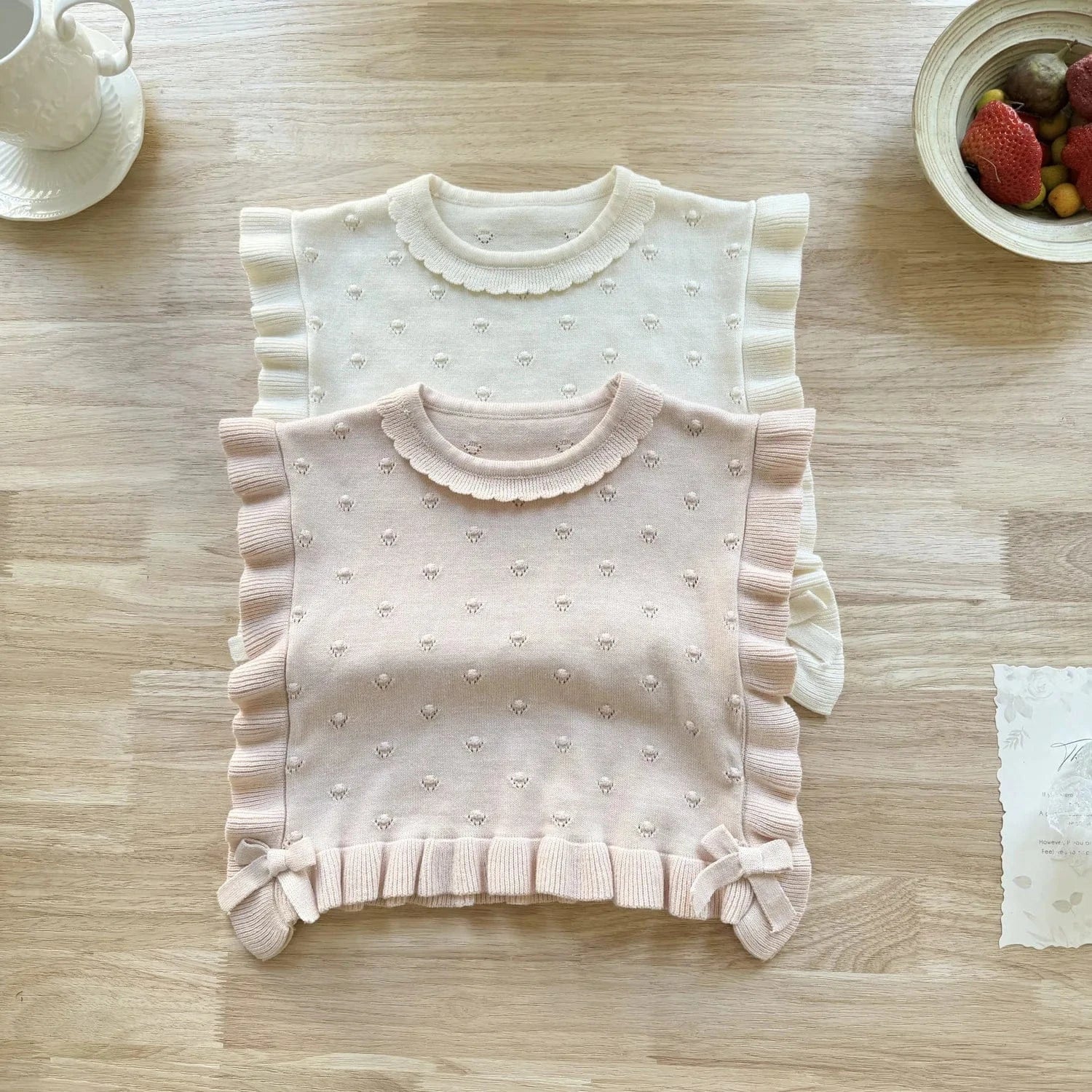 ベスト キッベスト フリルリボンニットショールビブベスト【mh0008930】