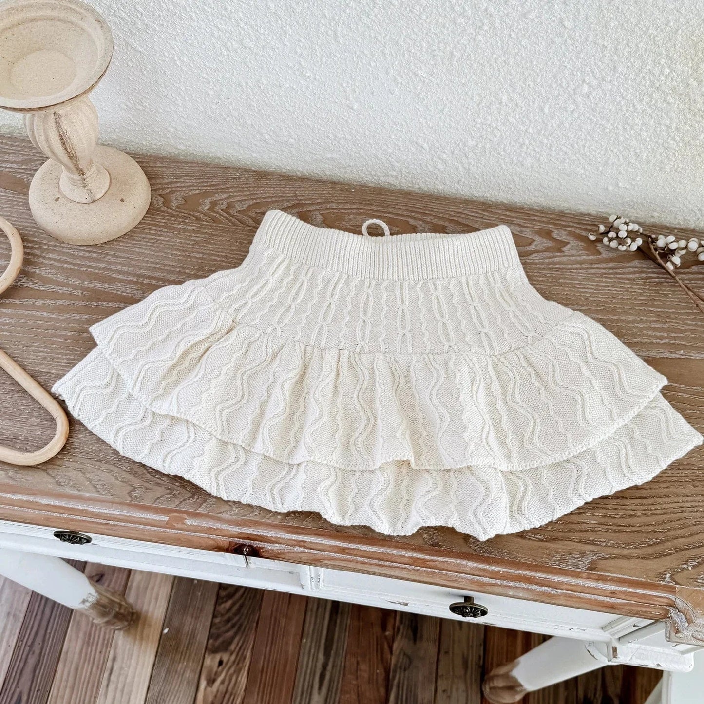スカート White / 2T (90) キッズスカート ダブルレイヤーニットミニケーキスカート【mh0007669】