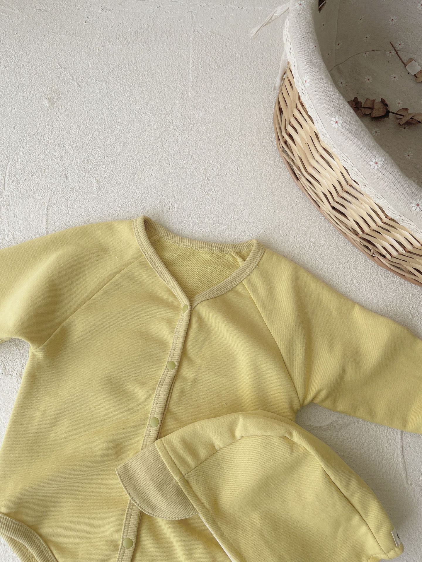 Waffle Knit Romper with Bonnet ワッフル 長袖 ロンパース ボンネット【mh0012676】 BBAMMA 長袖ロンパース