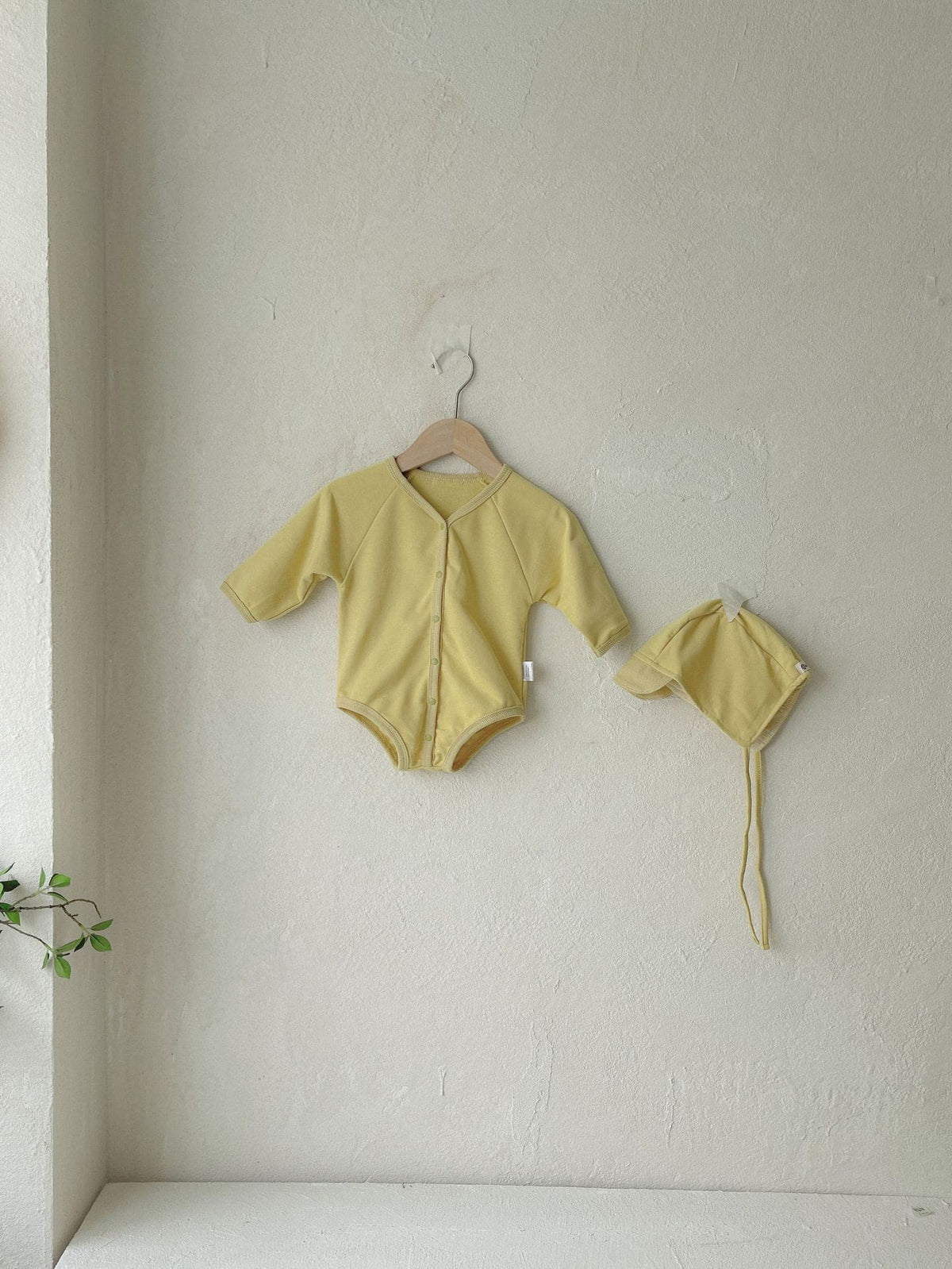 Waffle Knit Romper with Bonnet ワッフル 長袖 ロンパース ボンネット【mh0012676】 BBAMMA 長袖ロンパース