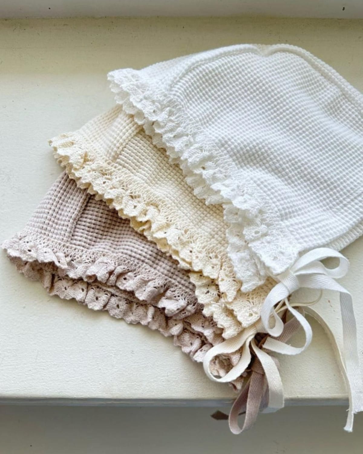 Waffle Lace Ruffle Sleeve Romper ワッフル 半袖ロンパース【mh0013510】 BBAMMA 半袖ロンパース