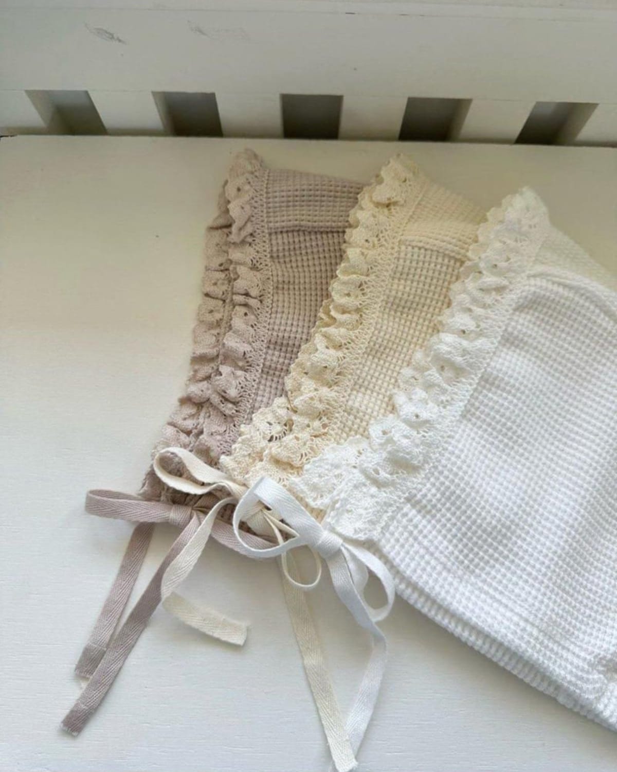 Waffle Lace Ruffle Sleeve Romper ワッフル 半袖ロンパース【mh0013510】 BBAMMA 半袖ロンパース