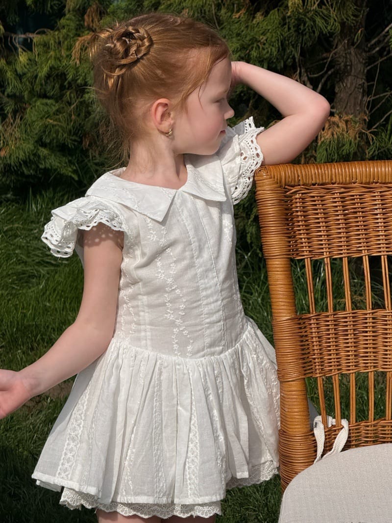 Waist-cinching French Dress 襟付き フリル袖ワンピース【mh0013249】 Chengle 半袖ワンピース