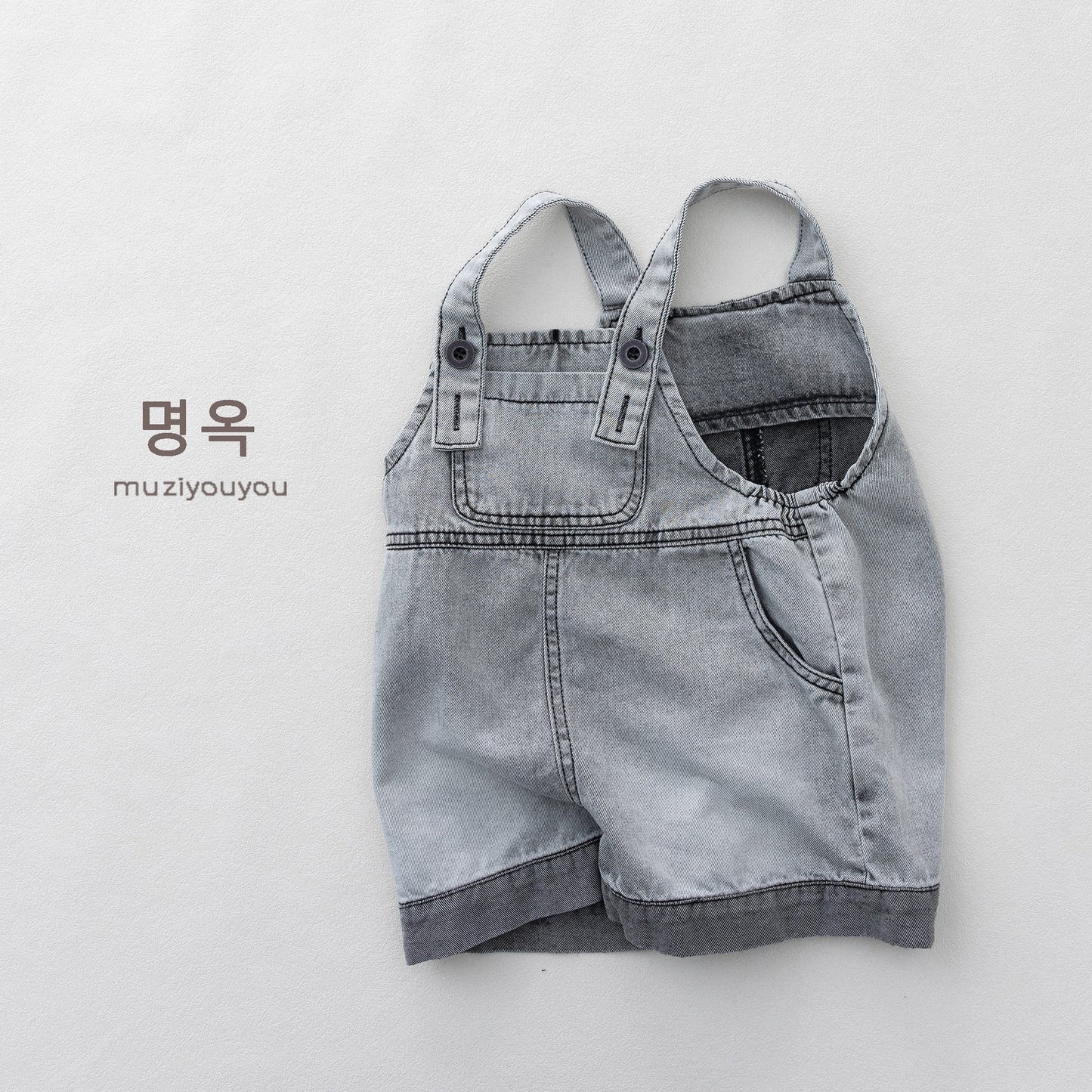 Washed Denim Overalls サスペンダー デニムハーフパンツ【mh0013152】 명옥 muziyouyou オーバーオール