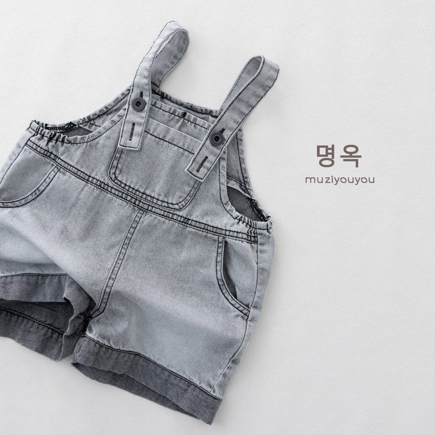 Washed Denim Overalls サスペンダー デニムハーフパンツ【mh0013152】 명옥 muziyouyou オーバーオール