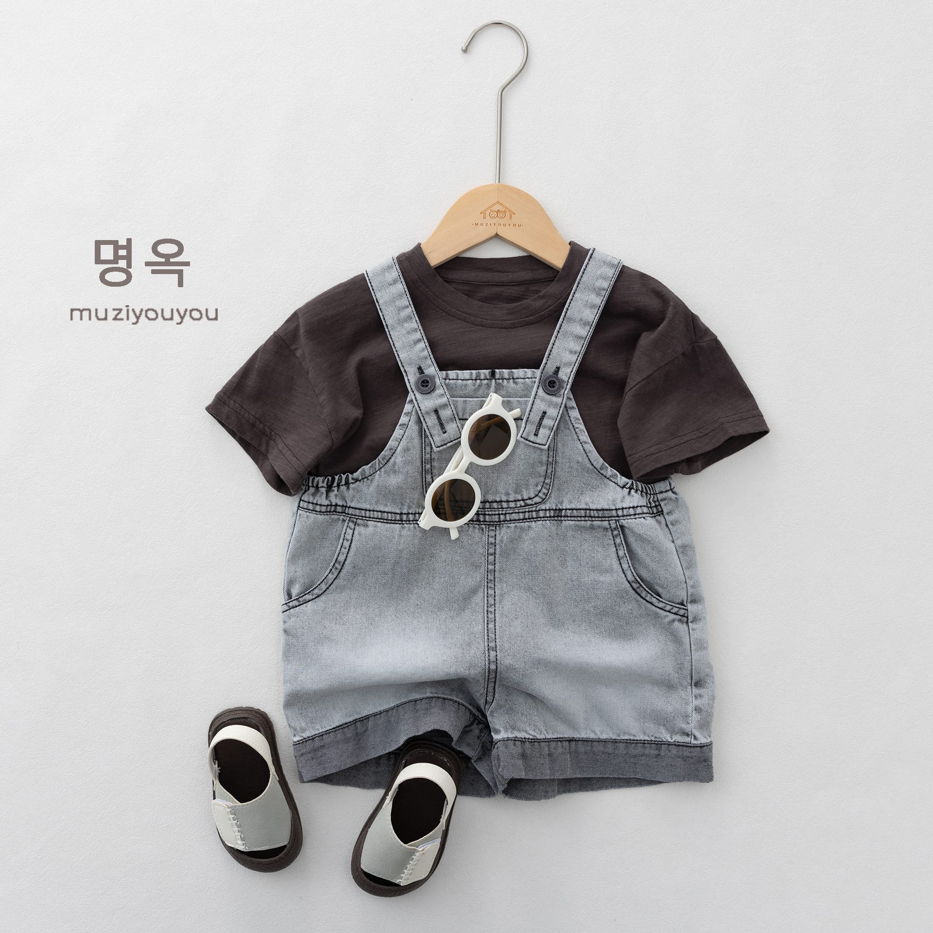 Washed Denim Overalls サスペンダー デニムハーフパンツ【mh0013152】 명옥 muziyouyou オーバーオール