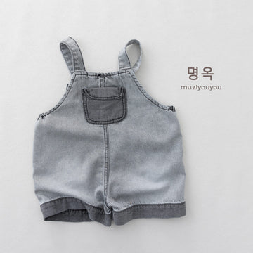 Washed Denim Overalls サスペンダー デニムハーフパンツ【mh0013152】 명옥 muziyouyou オーバーオール