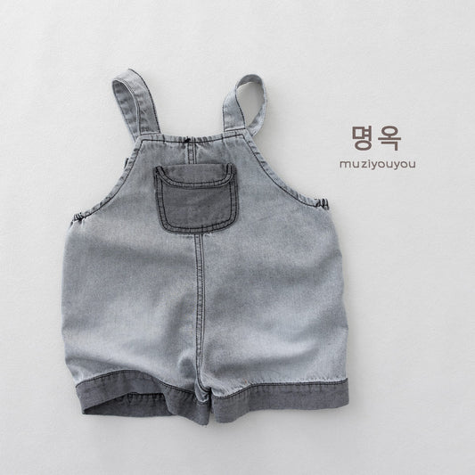 Washed Denim Overalls サスペンダー デニムハーフパンツ【mh0013152】 명옥 muziyouyou オーバーオール