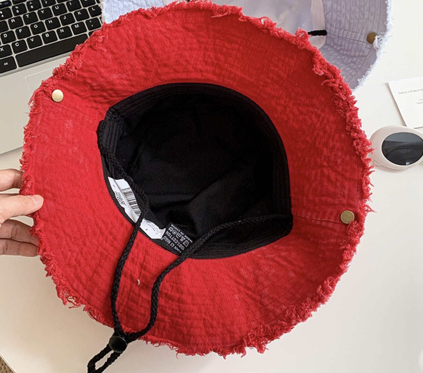 Washed Denim Western Hat デニム フリンジ カウボーイハット【mh0013015】 Red / One Size momobobi ベビー用帽子