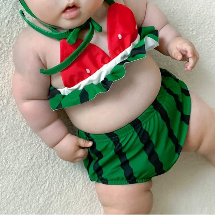 Watermelon-Shaped Bikini Three-Piece Set スイカ ベビー ビキニセット【mh0013376】 TOMMY'S GIFTS ベビー用水着