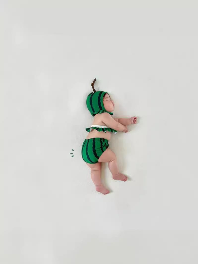 Watermelon-Shaped Bikini Three-Piece Set スイカ ベビー ビキニセット【mh0013376】 TOMMY'S GIFTS ベビー用水着