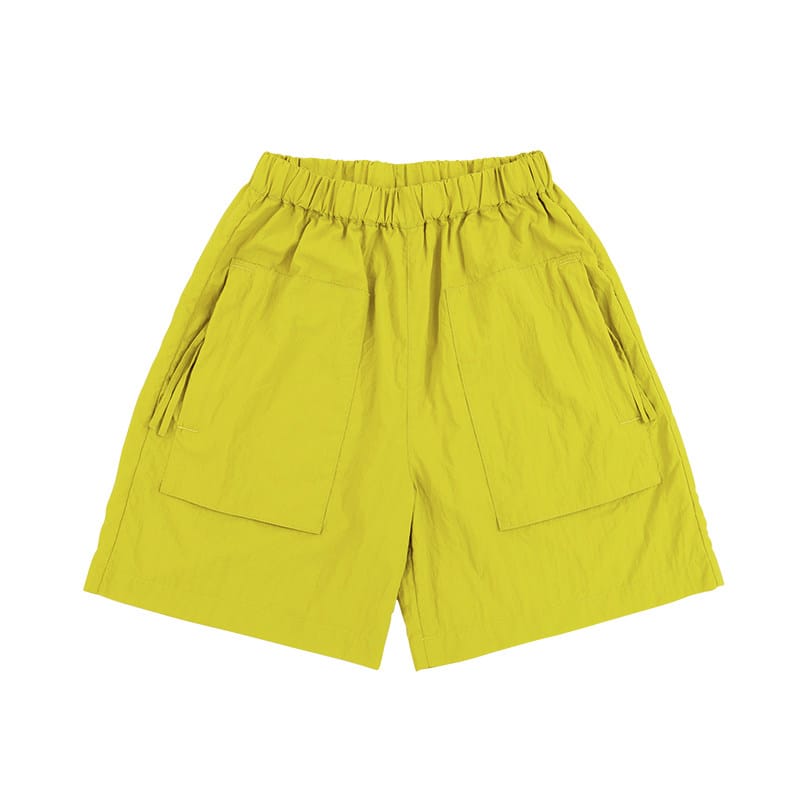 Waterproof Wrinkled Casual Shorts ナイロン ハーフパンツ【mh0013096】 Lemon Yellow / 100cm RICE & SKY