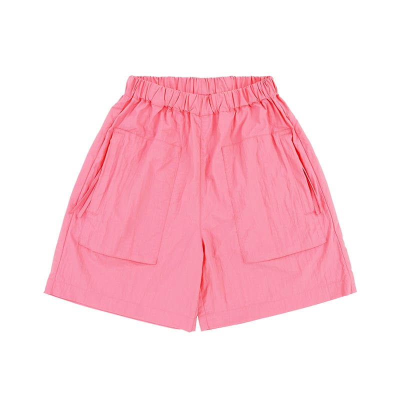 Waterproof Wrinkled Casual Shorts ナイロン ハーフパンツ【mh0013096】 Rose Red / 100cm RICE & SKY