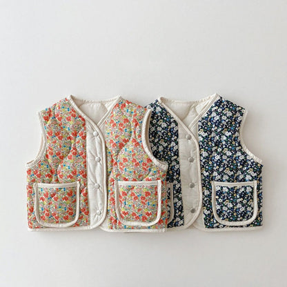 Wavy Floral Quilted Vest フラワー キルティングベスト【mh0012266】 yi nian ni