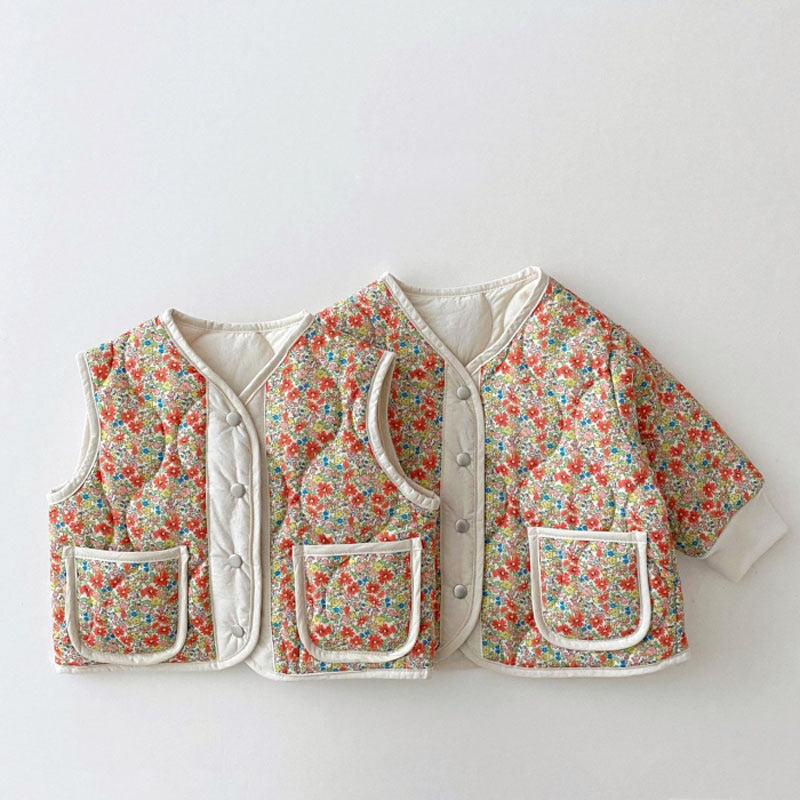 Wavy Floral Quilted Vest フラワー キルティングベスト【mh0012266】 yi nian ni