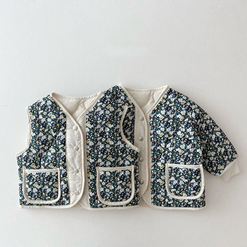 Wavy Floral Quilted Vest フラワー キルティングベスト【mh0012266】 yi nian ni