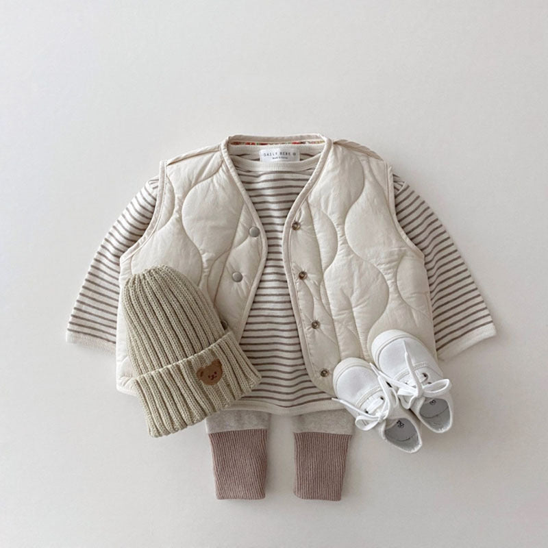 Wavy Floral Quilted Vest フラワー キルティングベスト【mh0012266】 yi nian ni