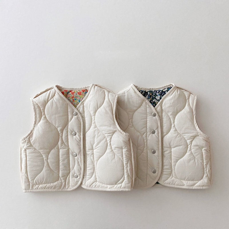Wavy Floral Quilted Vest フラワー キルティングベスト【mh0012266】 yi nian ni