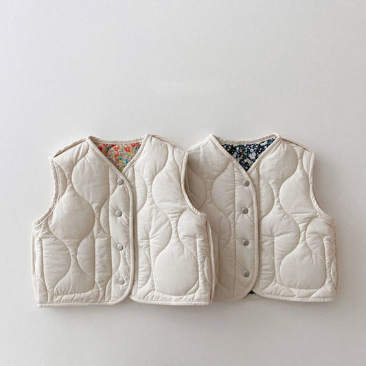 Wavy Floral Quilted Vest フラワー キルティングベスト【mh0012266】 yi nian ni