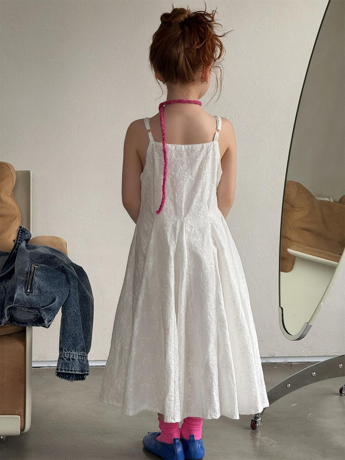 White Embroidered Jacquard Cami Dress 刺繍 ジャガード キャミソールワンピース【mh0012319】 Jianzidan