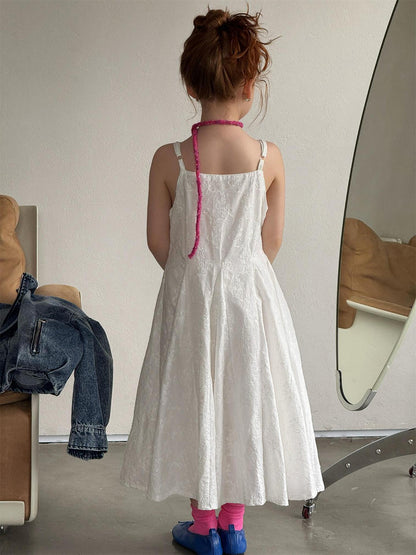 White Embroidered Jacquard Cami Dress 刺繍 ジャガード キャミソールワンピース【mh0012319】 Jianzidan