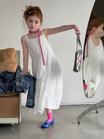 White Embroidered Jacquard Cami Dress 刺繍 ジャガード キャミソールワンピース【mh0012319】 Jianzidan