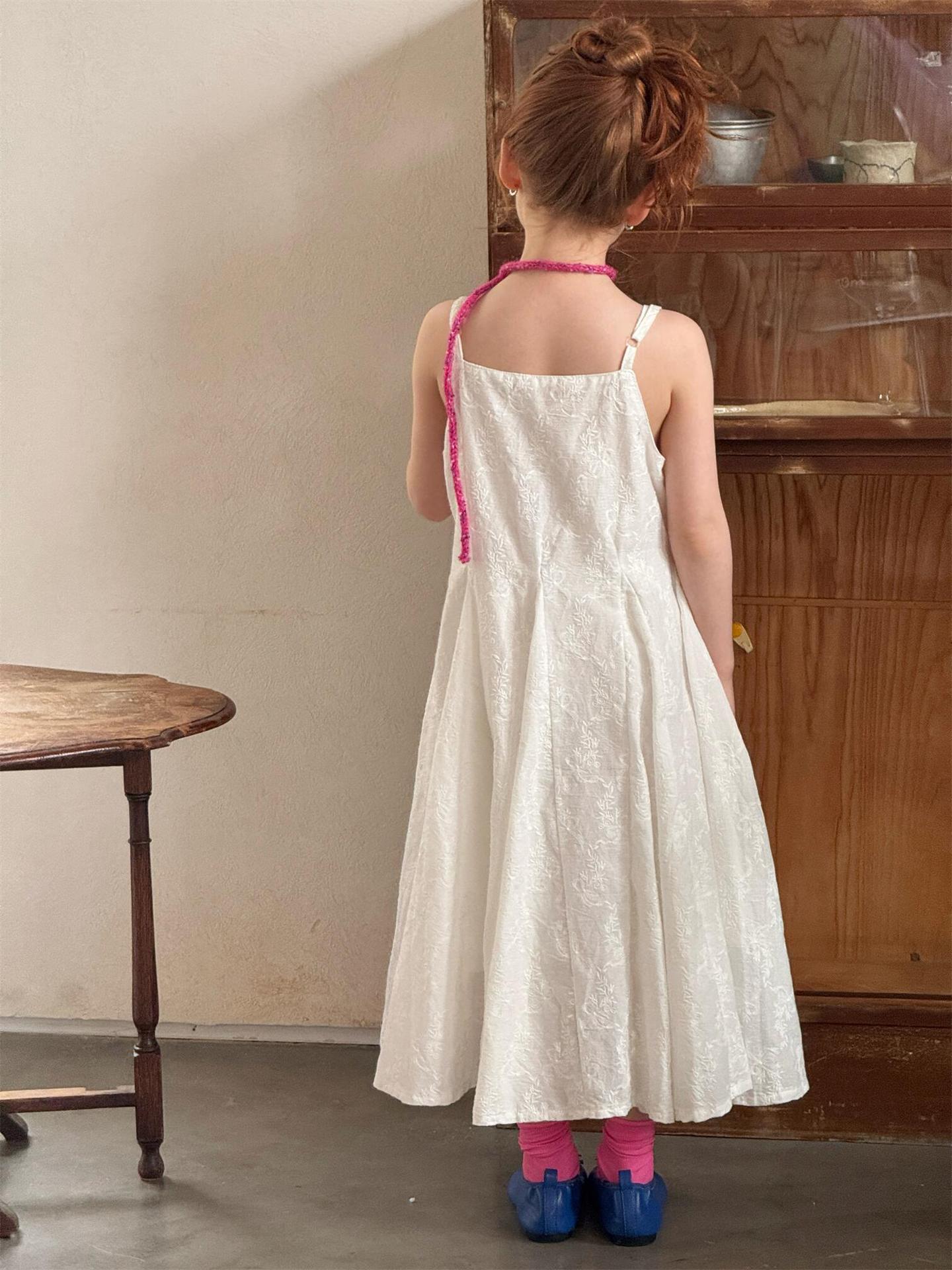 White Embroidered Jacquard Cami Dress 刺繍 ジャガード キャミソールワンピース【mh0012319】 Jianzidan