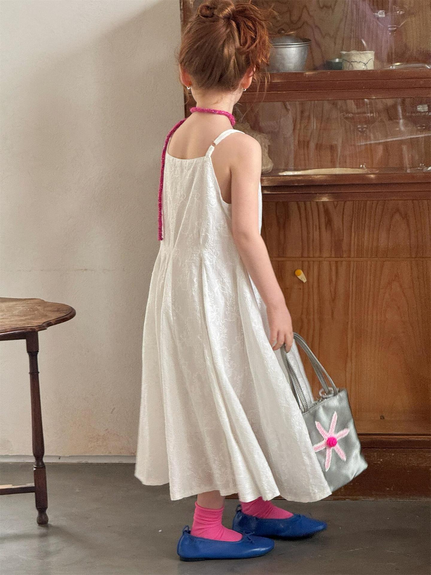 White Embroidered Jacquard Cami Dress 刺繍 ジャガード キャミソールワンピース【mh0012319】 Jianzidan