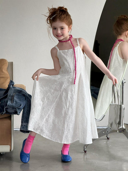 White Embroidered Jacquard Cami Dress 刺繍 ジャガード キャミソールワンピース【mh0012319】 Jianzidan