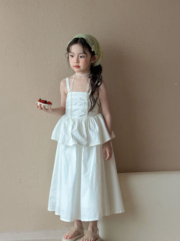 White Slip Cake Princess Skirt Tank Dress ティアード ノースリーブワンピース【mh0013287】 Mu Zika ノースリーブワンピース