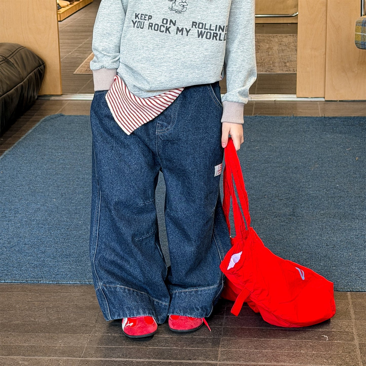 Wide Cuff Denim Wide Pants ビッグカフ デニム バギーパンツ【mh0012472】 ADbaby デニムパンツ
