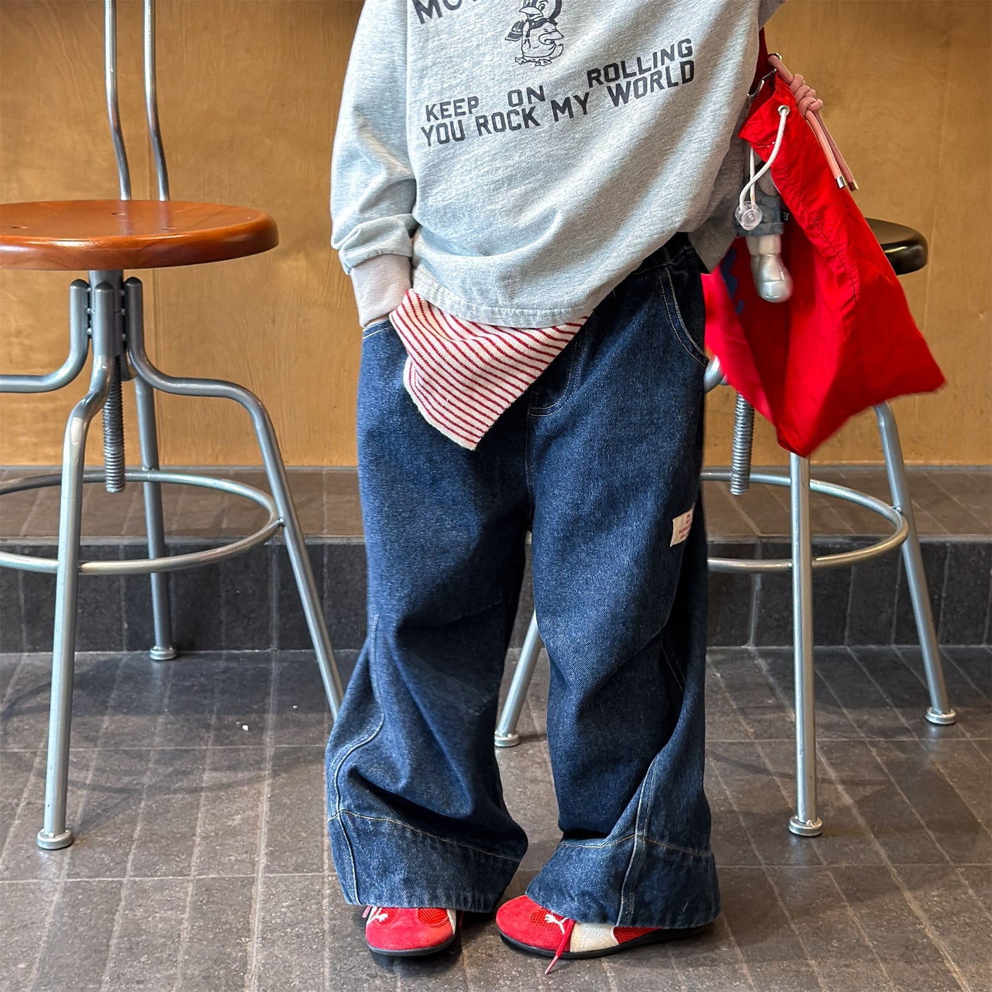 Wide Cuff Denim Wide Pants ビッグカフ デニム バギーパンツ【mh0012472】 ADbaby デニムパンツ