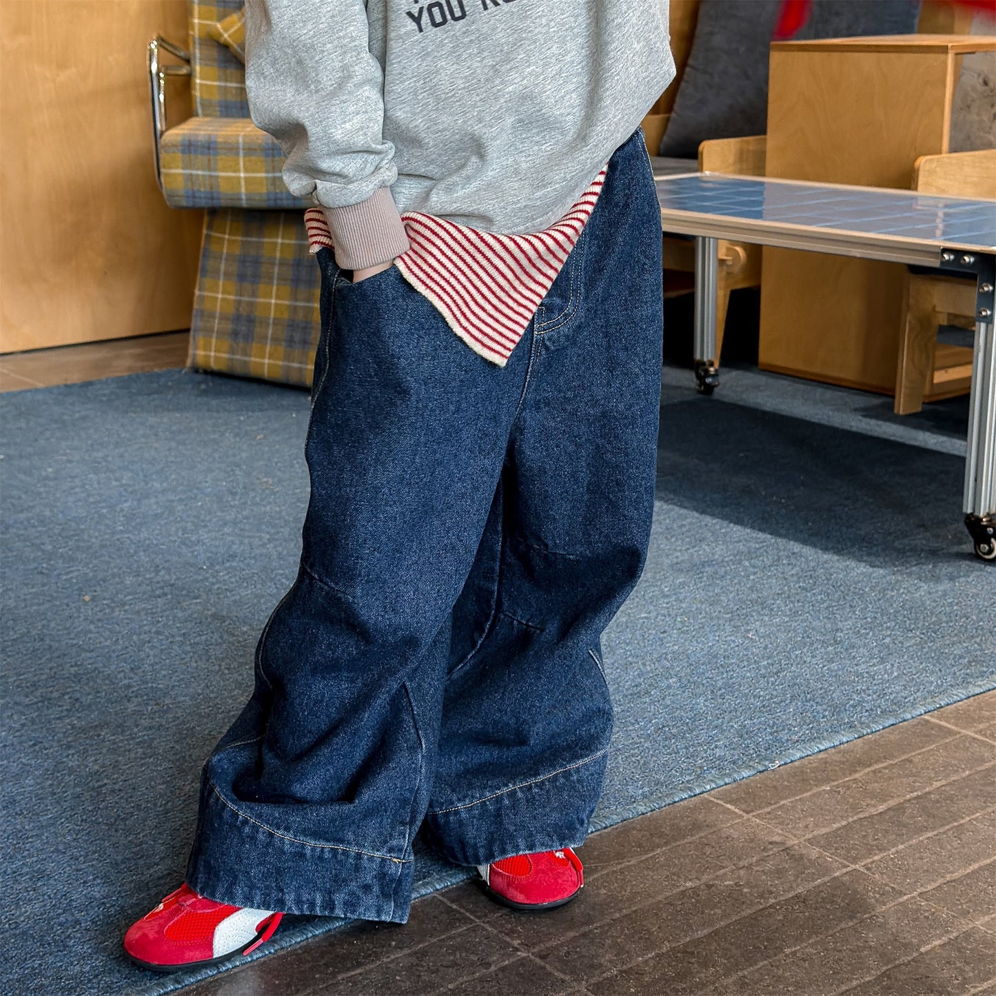 Wide Cuff Denim Wide Pants ビッグカフ デニム バギーパンツ【mh0012472】 ADbaby デニムパンツ