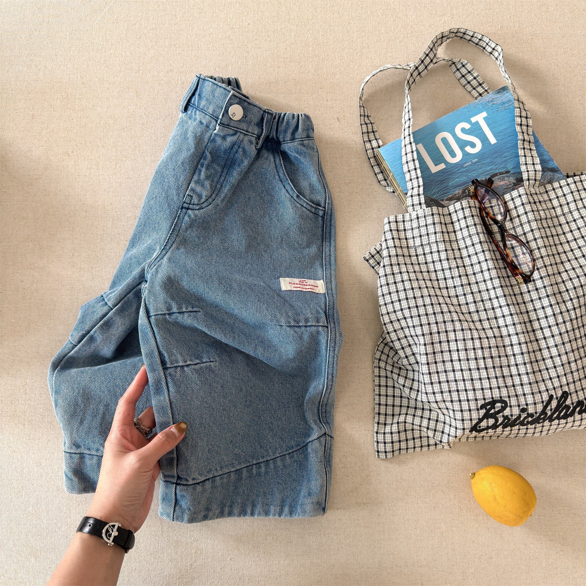 Wide Cuff Denim Wide Pants ビッグカフ デニム バギーパンツ【mh0012472】 Light Blue / 80cm ADbaby デニムパンツ