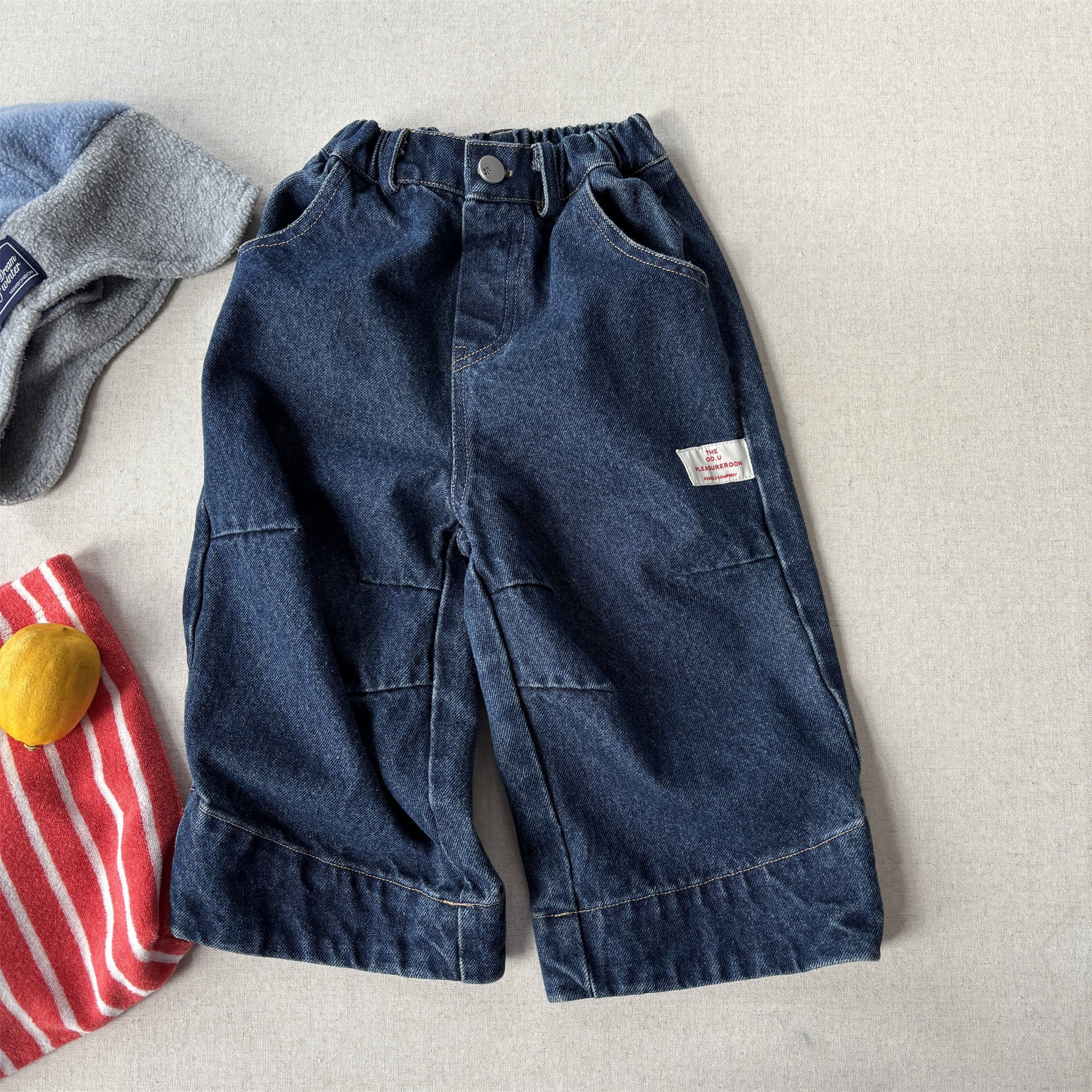 Wide Cuff Denim Wide Pants ビッグカフ デニム バギーパンツ【mh0012472】 Navy Blue / 80cm ADbaby デニムパンツ