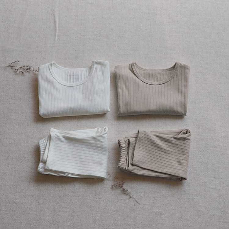 Wide Ribbed Long Sleeve Lounge Set リブ編み 長袖 セットアップ【mh0012674】 BBAMMA 長袖セットアップ