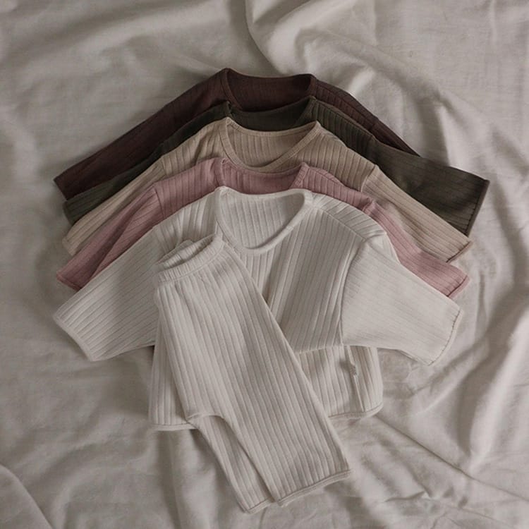 Wide Ribbed Long Sleeve Lounge Set リブ編み 長袖 セットアップ【mh0012674】 BBAMMA 長袖セットアップ