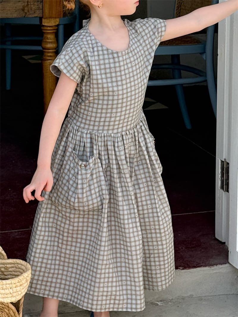 Windowpane Check Backless Midi Dress グラフチェック コットン 半袖ワンピース【mh0012783】 Chengle 半袖ワンピース