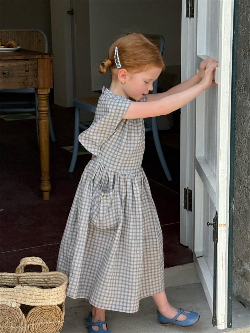 Windowpane Check Backless Midi Dress グラフチェック コットン 半袖ワンピース【mh0012783】 Chengle 半袖ワンピース
