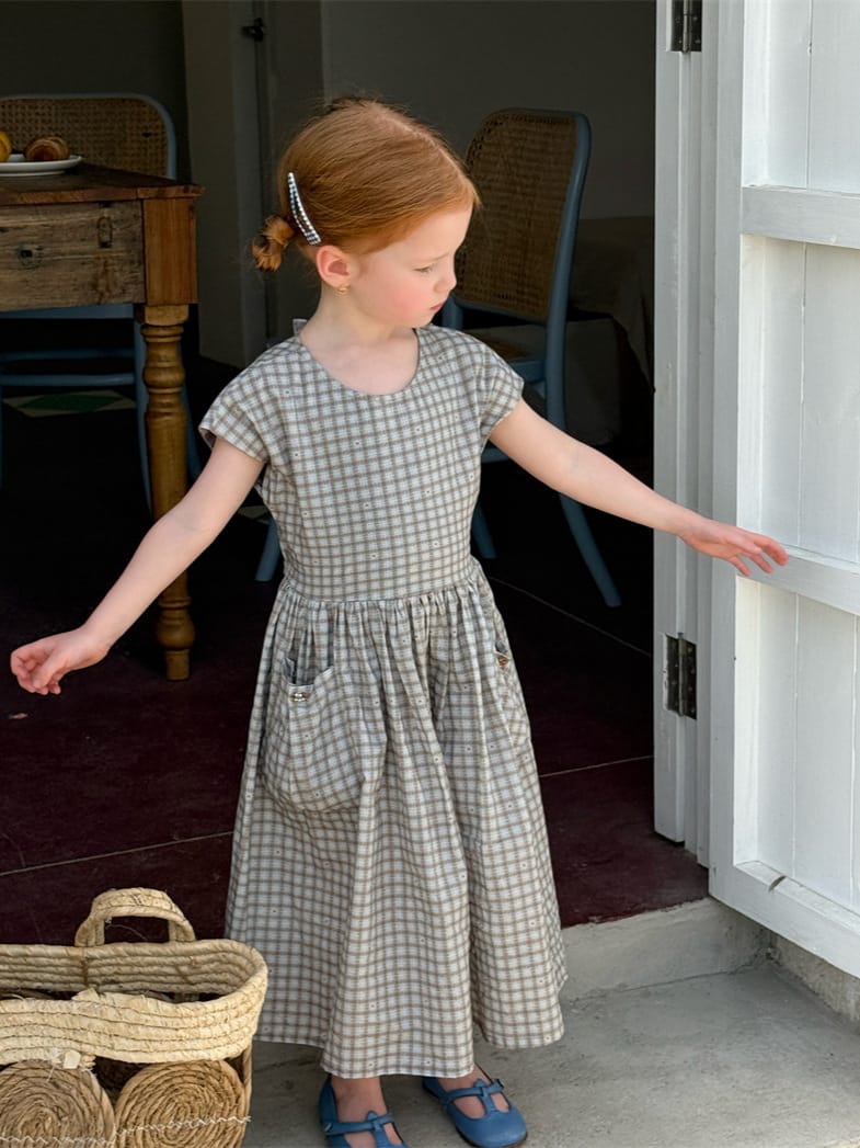 Windowpane Check Backless Midi Dress グラフチェック コットン 半袖ワンピース【mh0012783】 Chengle 半袖ワンピース