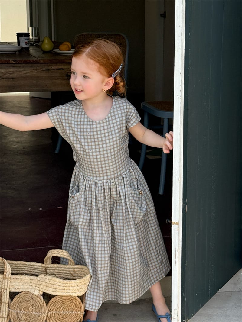 Windowpane Check Backless Midi Dress グラフチェック コットン 半袖ワンピース【mh0012783】 Chengle 半袖ワンピース