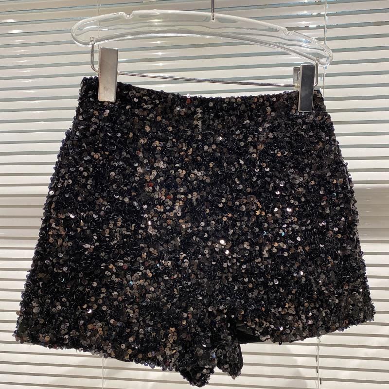キッズジュニアパンツ ショートパンツ ホットパンツ スパンコール シャイニー Y2K シルバー/ゴールド/ブラック/3カラー【mh0004043】 mamahalo kids ハーフパンツ・ショートパンツ