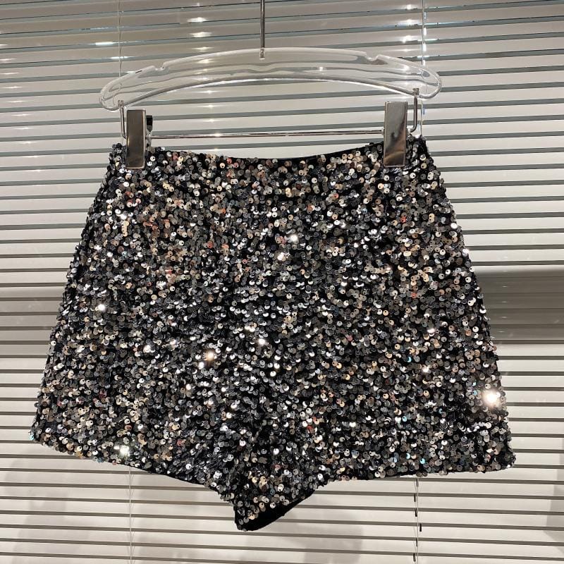 キッズジュニアパンツ ショートパンツ ホットパンツ スパンコール シャイニー Y2K シルバー/ゴールド/ブラック/3カラー【mh0004043】 mamahalo kids ハーフパンツ・ショートパンツ