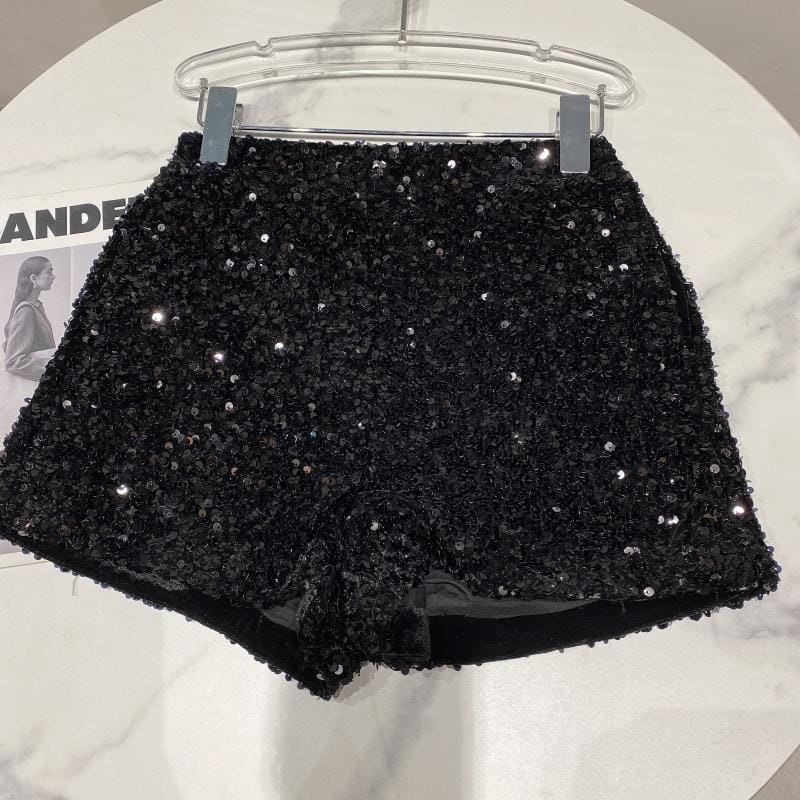 キッズジュニアパンツ ショートパンツ ホットパンツ スパンコール シャイニー Y2K シルバー/ゴールド/ブラック/3カラー【mh0004043】 mamahalo kids ハーフパンツ・ショートパンツ