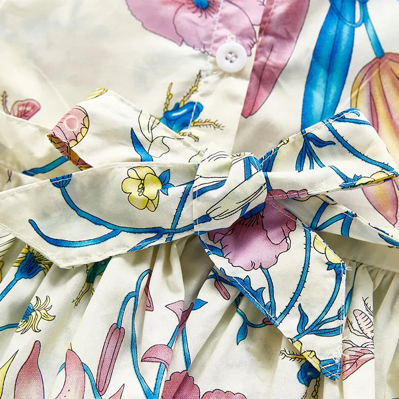 ノースリーブロンパース ベビーロンパース ノースリーブ スカートボディスーツ フラワー花柄プリント 2カラー【mh0006232】