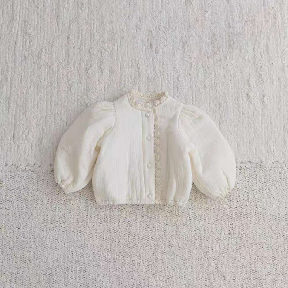 ショートコート・ジャケット・ジャンパー Creamy White / 73cm 長袖ブルゾン | メロウフリル | パフ袖中綿アウター | フェミニン【mh0011477】