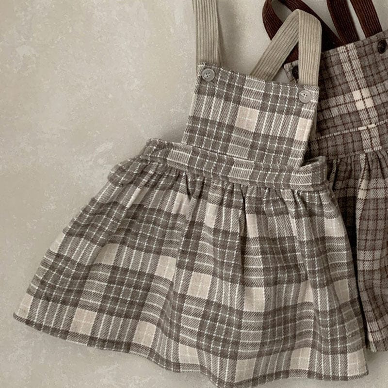 ノースリーブワンピース ベビー キッズ チェック サスペンダー スカート ジャンパースカート【mh0000684】