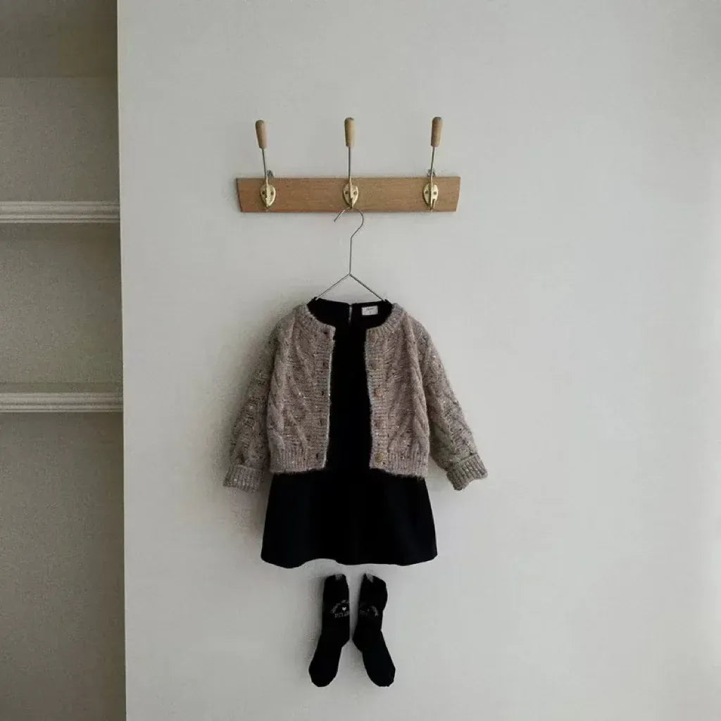 カーディガン・パーカー ベビーカーディガン アランニットケーブル編みカラフルネップニットジャケット【mh0008733】