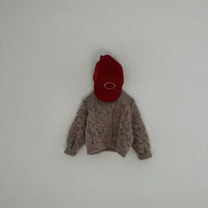 カーディガン・パーカー ベビーカーディガン アランニットケーブル編みカラフルネップニットジャケット【mh0008733】